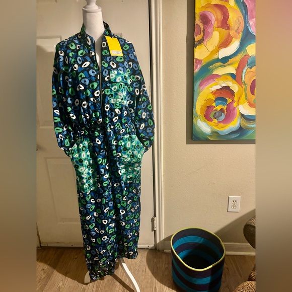 Diane Von Furstenberg Pants - Diane Von Furstenberg Target Nylon Jazz Dot Green Sports Jumpsuit  NWT